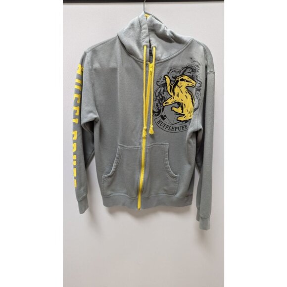 Harry Potter Grey/Yellow "Hufflepuff" Zippered Hoodie - Picture 1 of 2